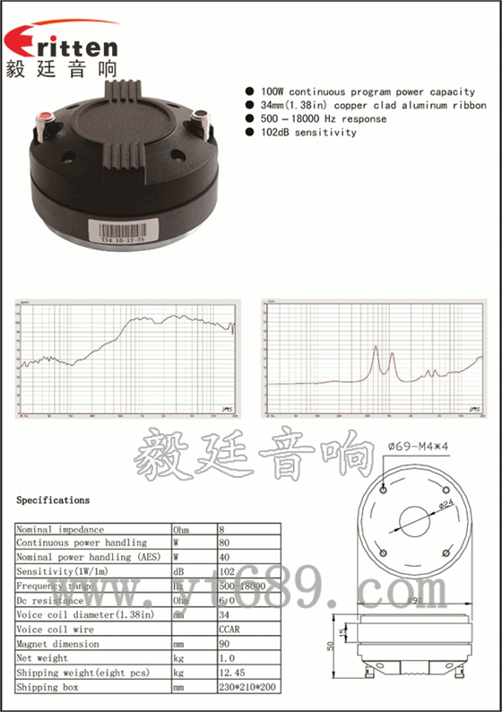 1.38寸40瓦舞台音箱全频喇叭